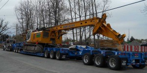 80 ton Drill being moved on a 13 axle Lowbed