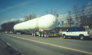Transportation of several  propane  tanks  